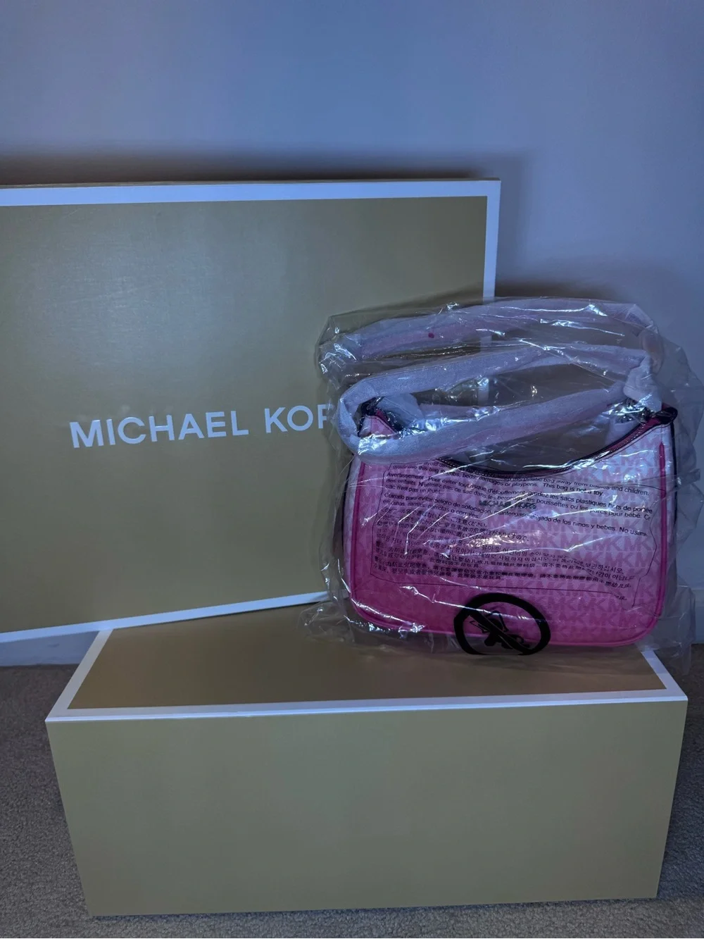 Michael Kors Pink Ombre MK Signature Shoulder Bag